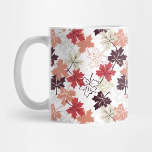 Red Autumn Leaves Pattern White Ver Mug